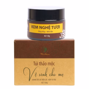 Bộ Dưỡng Trắng Hồng Da Mặt, Ngăn Ngừa Mụn, Khử Mùi, Se Khít Vùng Kín Wonmom (1 Kem Nghệ Tươi+1 Hộp Thảo Mộc Xông Vùng Kín)