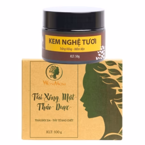 Bộ Dưỡng Da Mặt, Đẩy Mụn Ẩn, Làm Sạch Sâu Da, Dưỡng Trắng Hồng Da Mặt Wonmom (1 Kem Nghệ Tươi+ 1 Hộp Xông Mặt Thảo Dược)