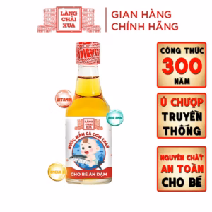 Nước Mắm Cá Cơm Than Làng Chài Xưa Cho Bé Ăn Dặm Từ 6 Tháng Tuổi, An Toàn, Nhiều Cá Ít Muối Chứa Nhiều Vitamin 60Ml/Chai - Làng Chài Xưa