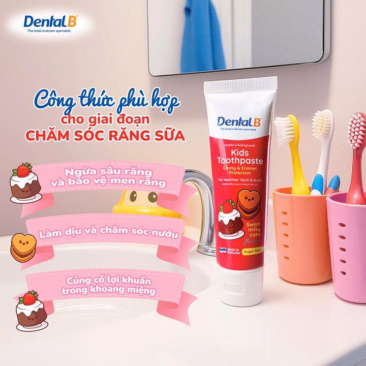 Kem Đánh Răng Thảo Dược Trẻ Em Dental B Thái Lan Vị Kẹo Ngọt 50Gr - Ảnh 4