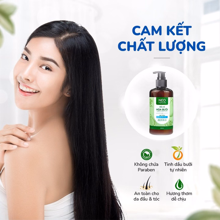 Bộ Đôi (Gội + Xả) Giảm Rụng Hỗ Trợ Mọc Tóc Gồm Dầu Gội Hoa Bưởi (250Ml) & Dầu Xả Hoa Bưởi Neo Nature (250Ml) - Ảnh 5