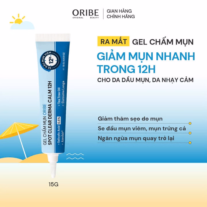 Gel Chấm Mụn Giảm Mụn Giảm Thâm Mụn Làm Khô Cồi Mụn Nhanh 12H Oribe Spot Clear Derma Calm 12H
