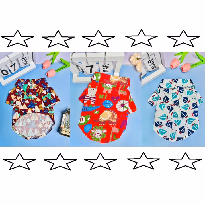 Áo Sơ Mi Hoạ Tiết Dễ Thương Từ 0.5-15Kg Dành Cho Thú Cưng Chó Mèo