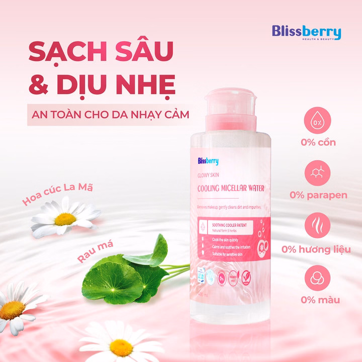 Nước Tẩy Trang Blissberry Glowy Skin Cooling Micellar Water 400Ml - Ảnh 9
