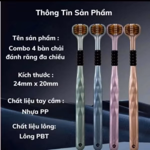 Bàn Chải Đánh Răng Đa Chiều Chải 3 Mặt, Bộ 4 Chiếc Lông Mềm