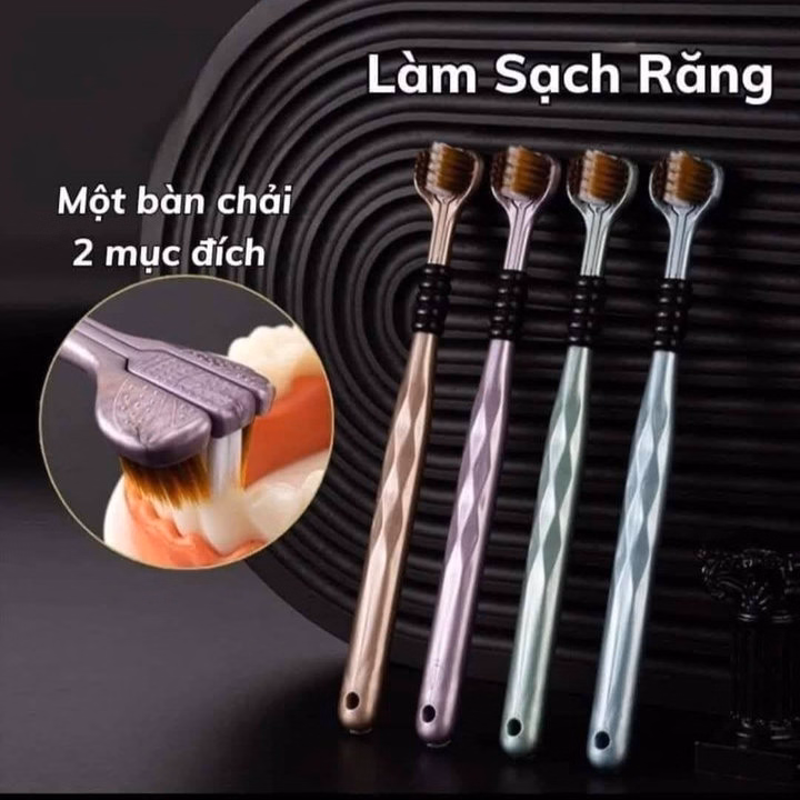 Bộ 4 Chiếc Lông Mềm, Bàn Chải Đánh Răng Đa Chiều Chải 3 Mặt - Ảnh 3
