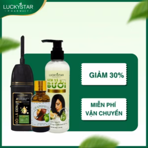[Combo Chăm Sóc Tóc] Combo Gội Phủ Bạc, Kem Xả Bưởi 250Ml - Tinh Dầu Bưởi 30Ml - Lucky Star