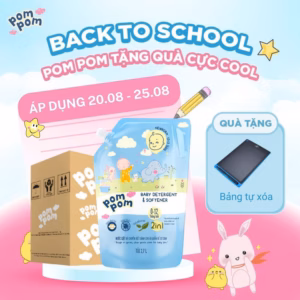 [Thùng 3 Túi 2.7L] - Dành Cho Bé Sơ Sinh - Gel Giặt Xả 2In1- Sạch Sâu Kháng Khuẩn - Khử Mùi Nôn Trớ, Ọc Sữa, Tè Khai-Lưu Hương Phấn Thơm Dịu Nhẹ