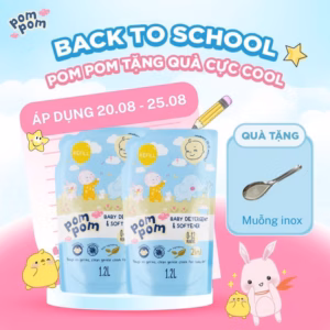[Combo Túi 1.2L]- Dành Cho Bé Sơ Sinh - Gel Giặt Xả 2In1 - Sạch Sâu Kháng Khuẩn - Khử Mùi Nôn Trớ, Ọc Sữa, Tè Khai-Lưu Hương Phấn Thơm Dịu Nhẹ-