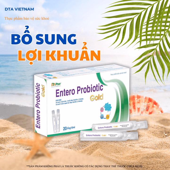 Men Uống Entero Probiotic Gold Hỗ Trợ Bổ Sung Lợi Khuẩn Đường Ruột Hộp 20 Ống