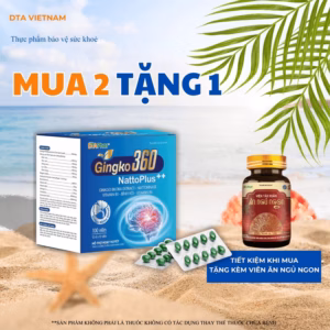 Viên Uống Gingko 360 Natto Plus++ Hỗ Trợ Hoạt Huyết Dưỡng Não Tăng Cường Khả Năng Tuần Hoàn Lưu Thông Máu Não Hộp 100 Viên
