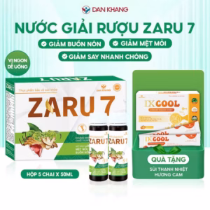 (Hộp 5 Chai) Nước Giải Rượu Zaru 7 Thanh Nhiệt Mát Gan Hỗ Trợ Giảm Mệt Mỏi, Nhức Đầu, Buồn Nôn Do Rượu Bia - Dân Khang