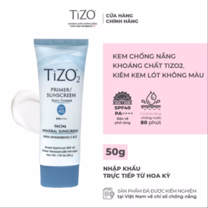 Kem Chống Nắng Khoáng Chất Kiêm Kem Lót Không Màu Spf40 Pa++++ 50G Tizo2