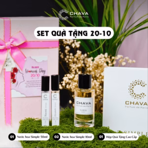 [Combo Quà Tặng Nước Hoa 20-10] 1 Nước Hoa Nữ Simple 50Ml + 2 Nước Hoa Nữ Simple 10Ml + Hộp Quà Tặng Cao Cấp - Chava