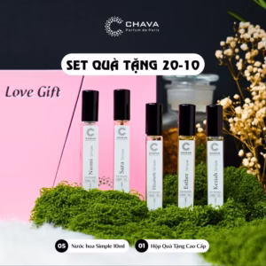 [Combo Quà Tặng Nước Hoa 20-10] 5 Chai Nước Hoa Nữ Simple 10Ml + Hộp Quà Tặng Cao Cấp - Chava