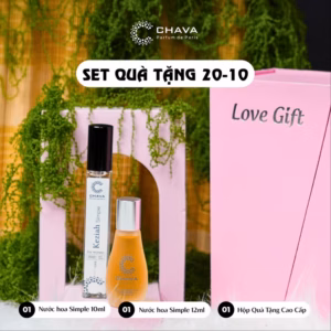 [Combo Quà Tặng Nước Hoa 20-10] 1 Chai Nước Hoa Nữ Dạng Lăn Simple 12Ml + 1 Chai Nước Hoa Nữ Dạng Xịt Simple 10Ml + Hộp Quà Tặng Cao Cấp - Chava