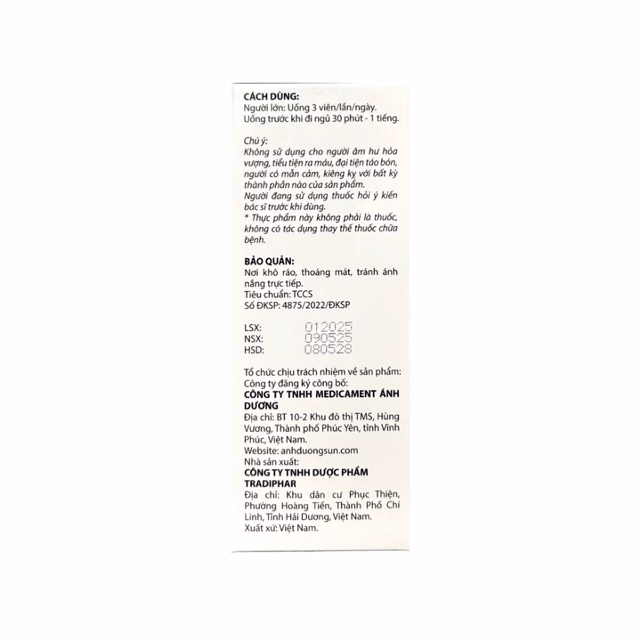 Viên Tiểu Đêm Thảo Dược Ánh Dương Giúp Bổ Thận, Giảm Tiểu Đêm, Tiểu Nhiều Lần Hộp 30 Viên-Tradiphar - Ảnh 3