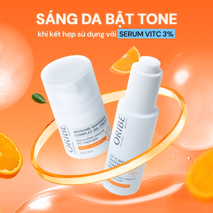 Combo Dưỡng Sáng Mờ Thâm Nám Serum & Kem Dưỡng Vitamin C Niosome Whitening Complex Oribe - Ảnh 2