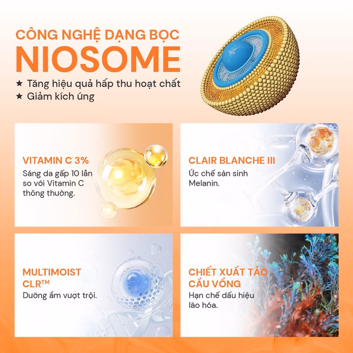 Combo Dưỡng Sáng Mờ Thâm Nám Serum & Kem Dưỡng Vitamin C Niosome Whitening Complex Oribe - Ảnh 5