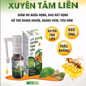 Xịt Họng Xuyên Tâm Liên Kháng Khuẩn, Làm Sạch Họng 30Ml - Uni Pharma
