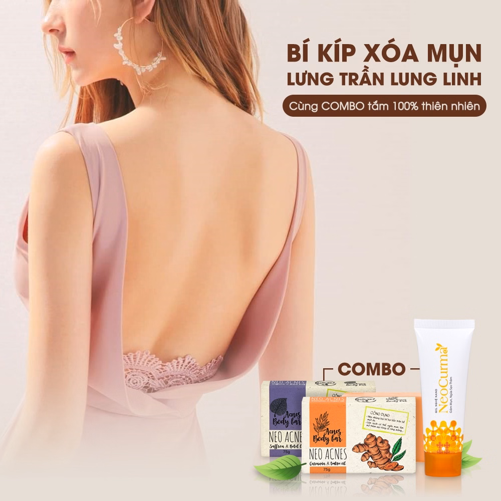 Bộ Đôi Giảm Mụn Mờ Thâm Lưng, Body - Xà Phòng Nghệ 75G Và Gel Nghệ Nano Neocurma 20G - Neo Acnes - Ảnh 2