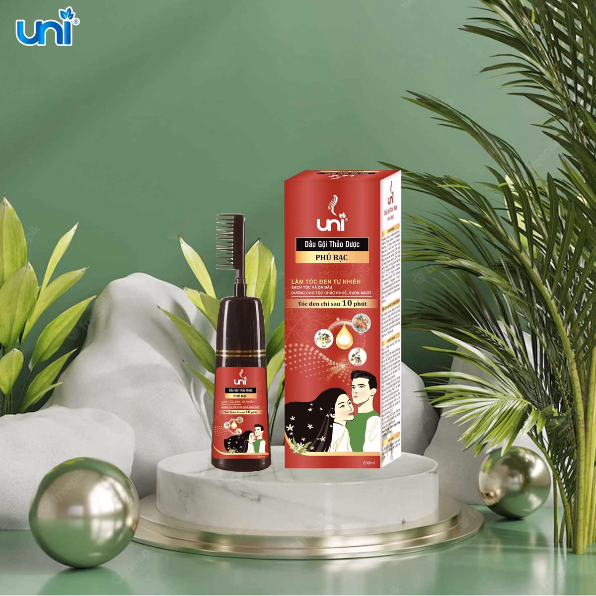 Dầu Gội Thảo Dược Phủ Bạc - Uni Pharma