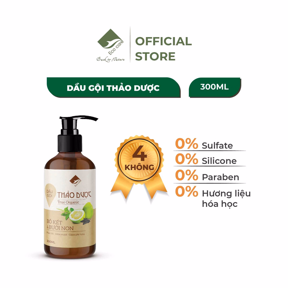Dầu Gội Thảo Dược True Organic 300Ml - Ecocare - Ảnh 4