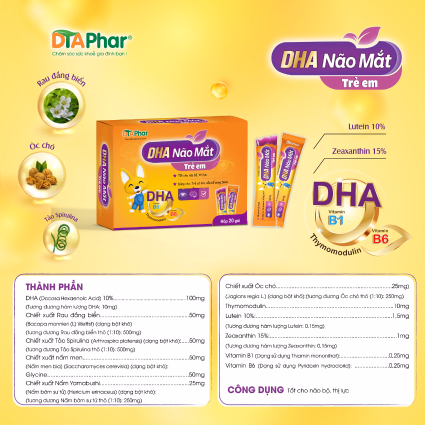 Thạch Dha Não Mắt Hỗ Trợ Tăng Đề Kháng Tốt Cho Não Bộ Thị Lực Cho Bé Hộp 20 Gói - Ảnh 3