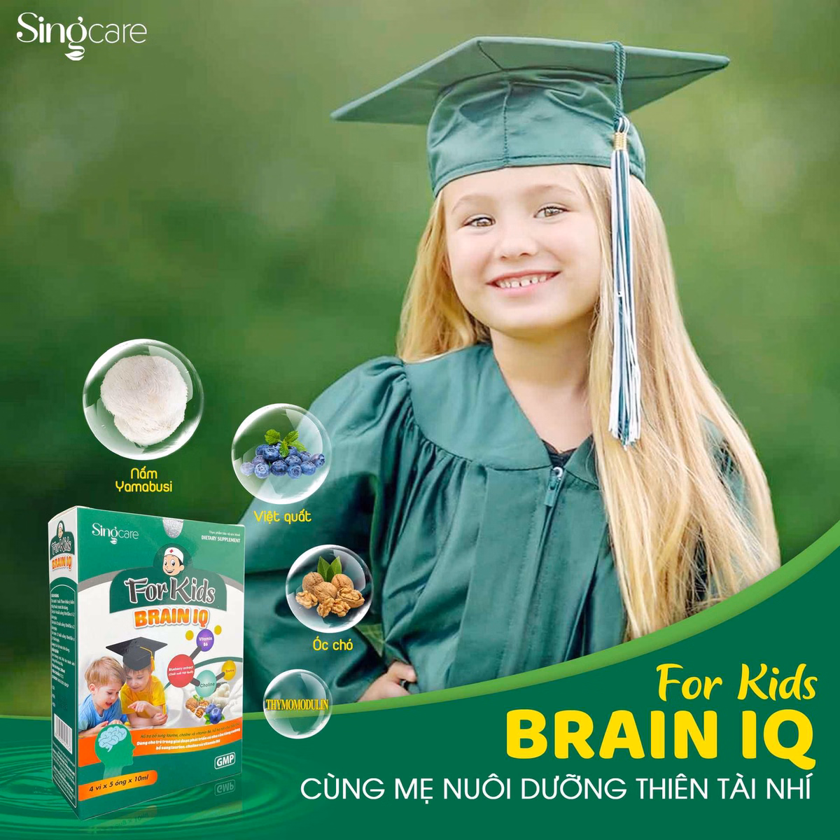 Ống Uống For Kids Brain Iq Bổ Sung Taurine,Choline, Vitamin B6 Hổ Trợ Phát Triển Trí Não 20 Ống- Singcare