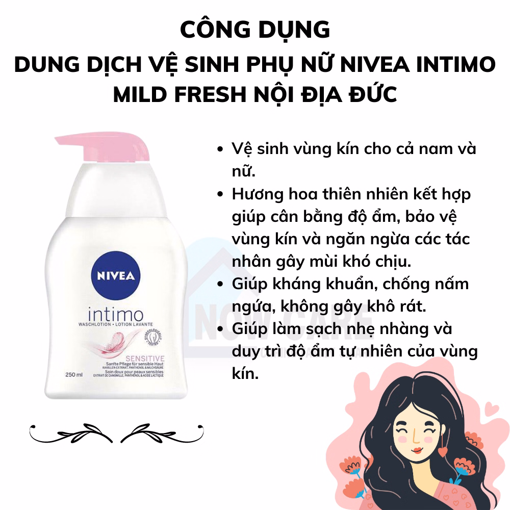 Dung Dịch Vệ Sinh Phụ Nữ Intimo Sensitive Nội Địa Đức 250Ml - Nivea - Ảnh 3