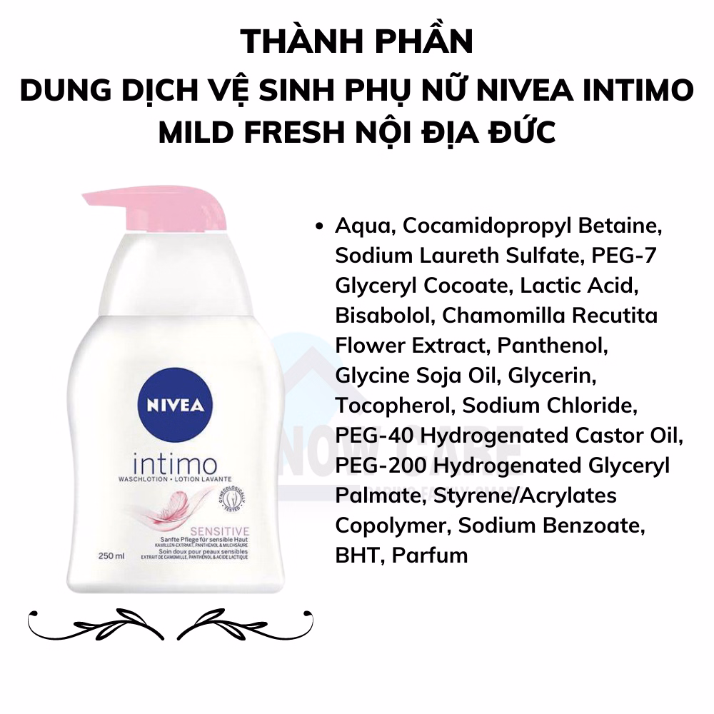 Dung Dịch Vệ Sinh Phụ Nữ Intimo Sensitive Nội Địa Đức 250Ml - Nivea - Ảnh 5