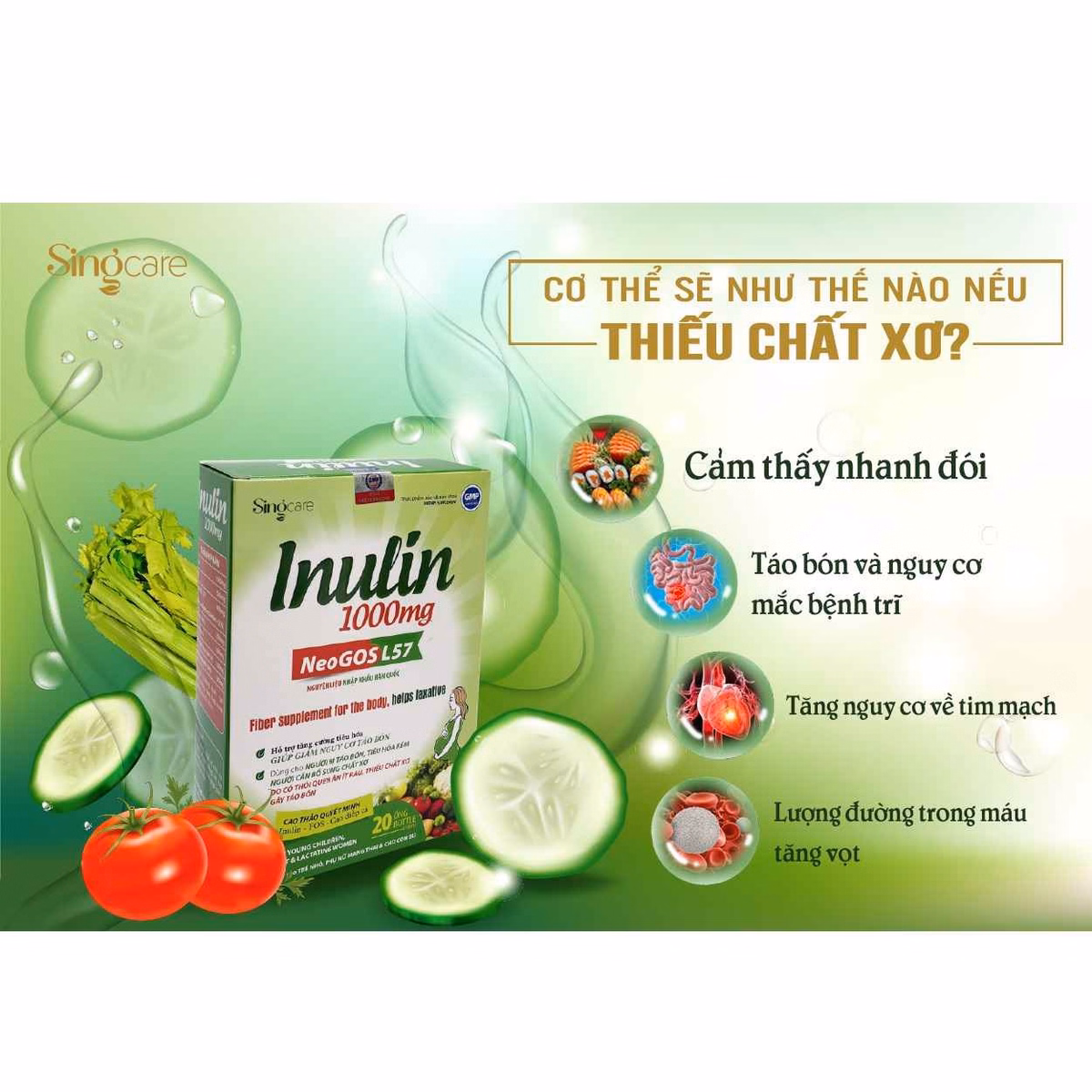 Ống Uống Giảm Táo Bón Inulin 1000Mg Hộp 20 Ống - Singcare - Ảnh 8