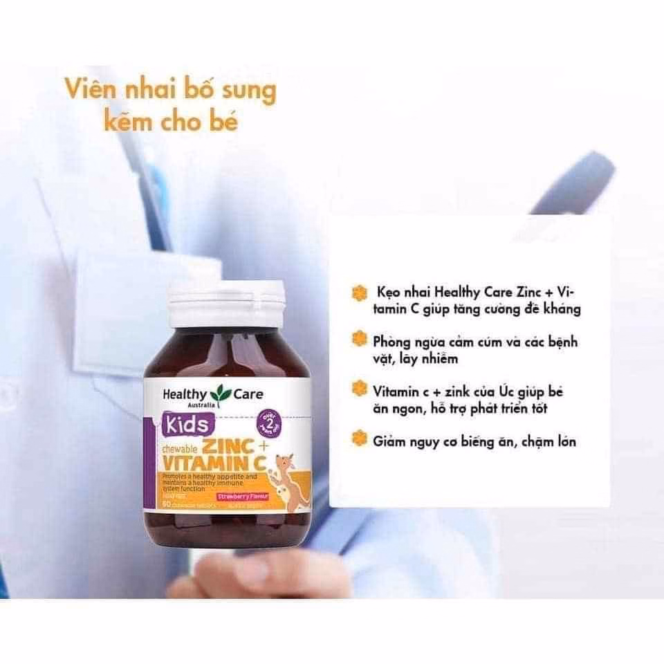 Viên Nhai Tăng Đề Kháng Zinc Vitamin C - Healthy Care - Ảnh 5