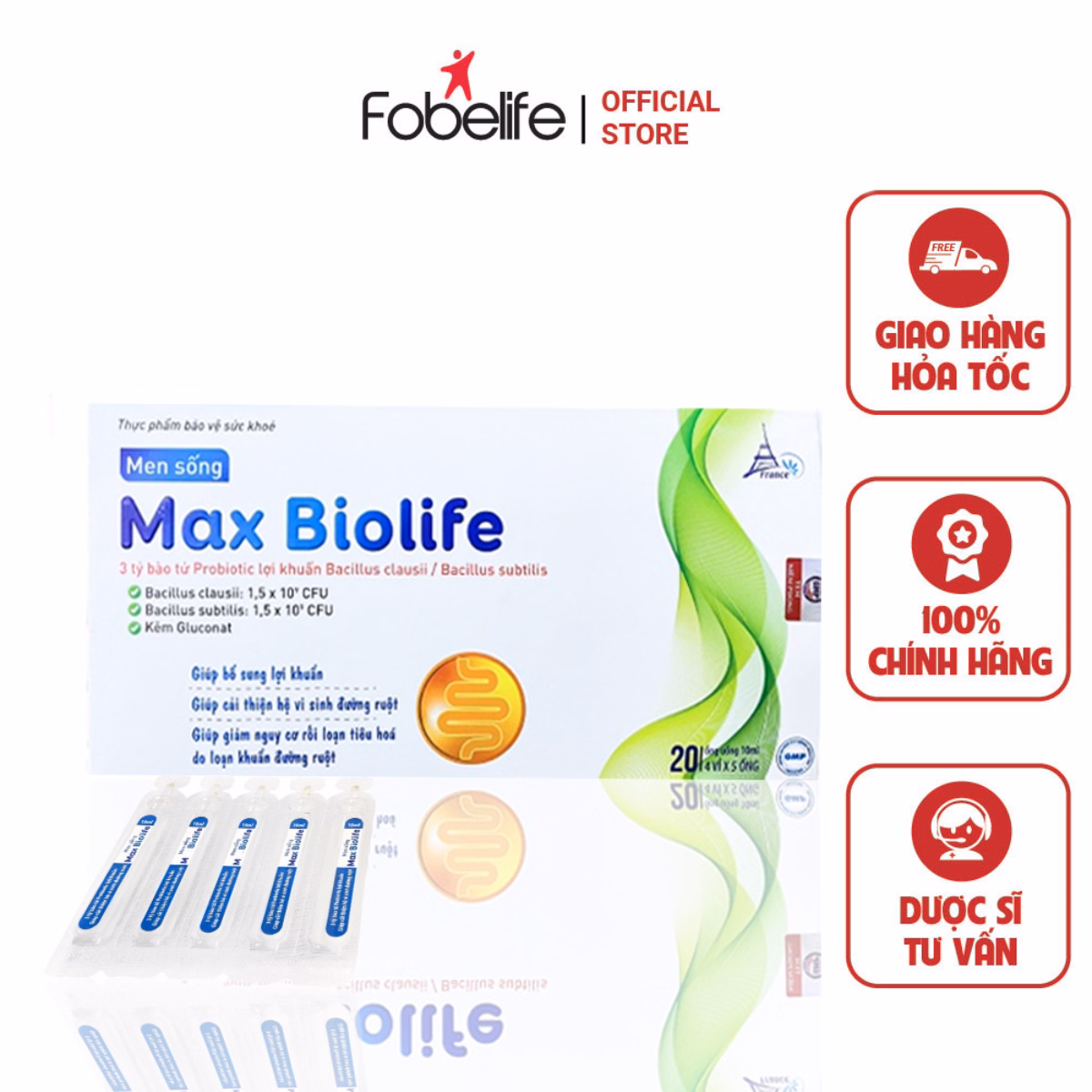 Ống Uống Men Vi Sinh Hỗ Trợ Tiêu Hóa Max Biolife - Pháp Effiel