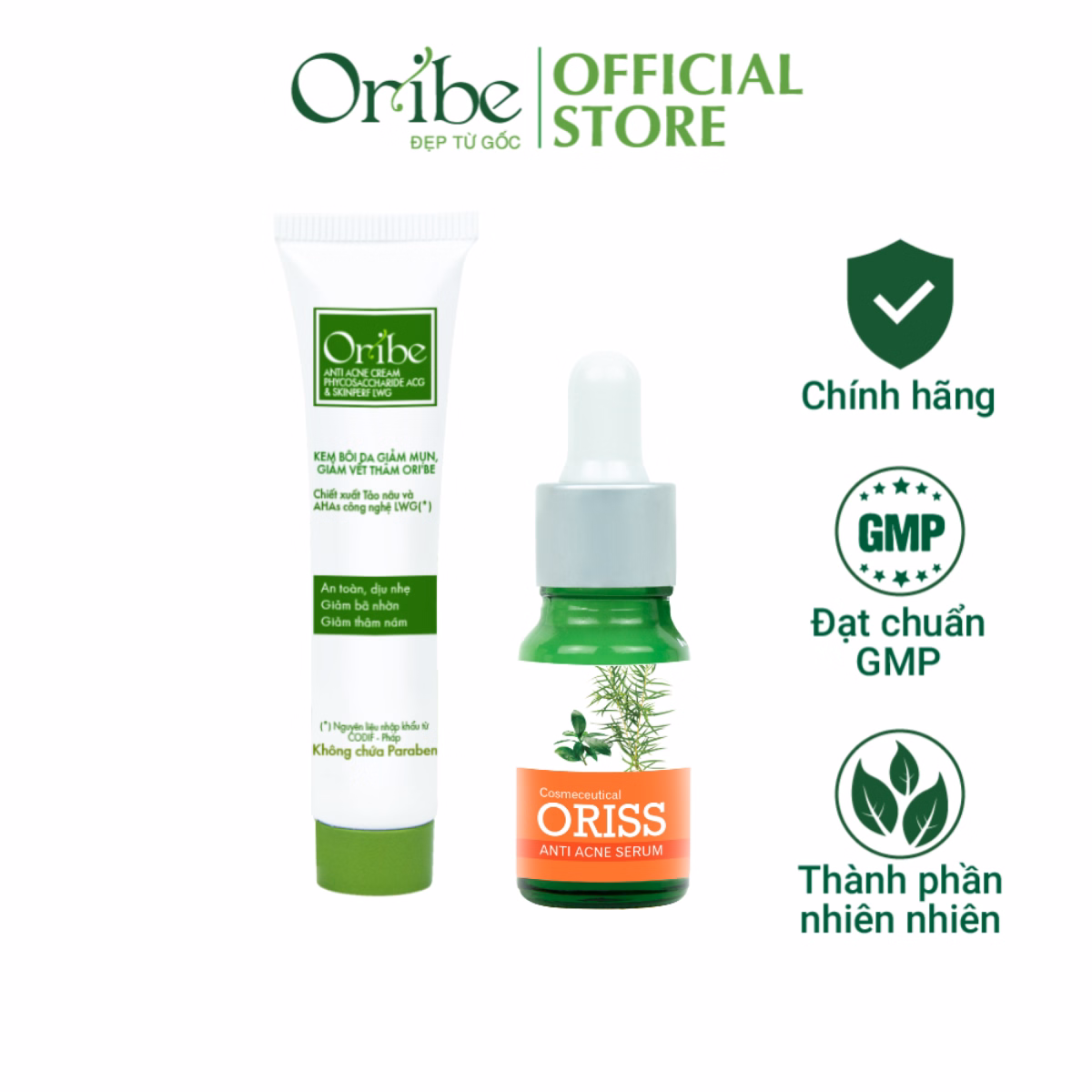 Combo Serum 10G Và Kem Mụn Giảm Mụn Làm Mờ Thâm Sẹo Do Mụn 25G - Oribe