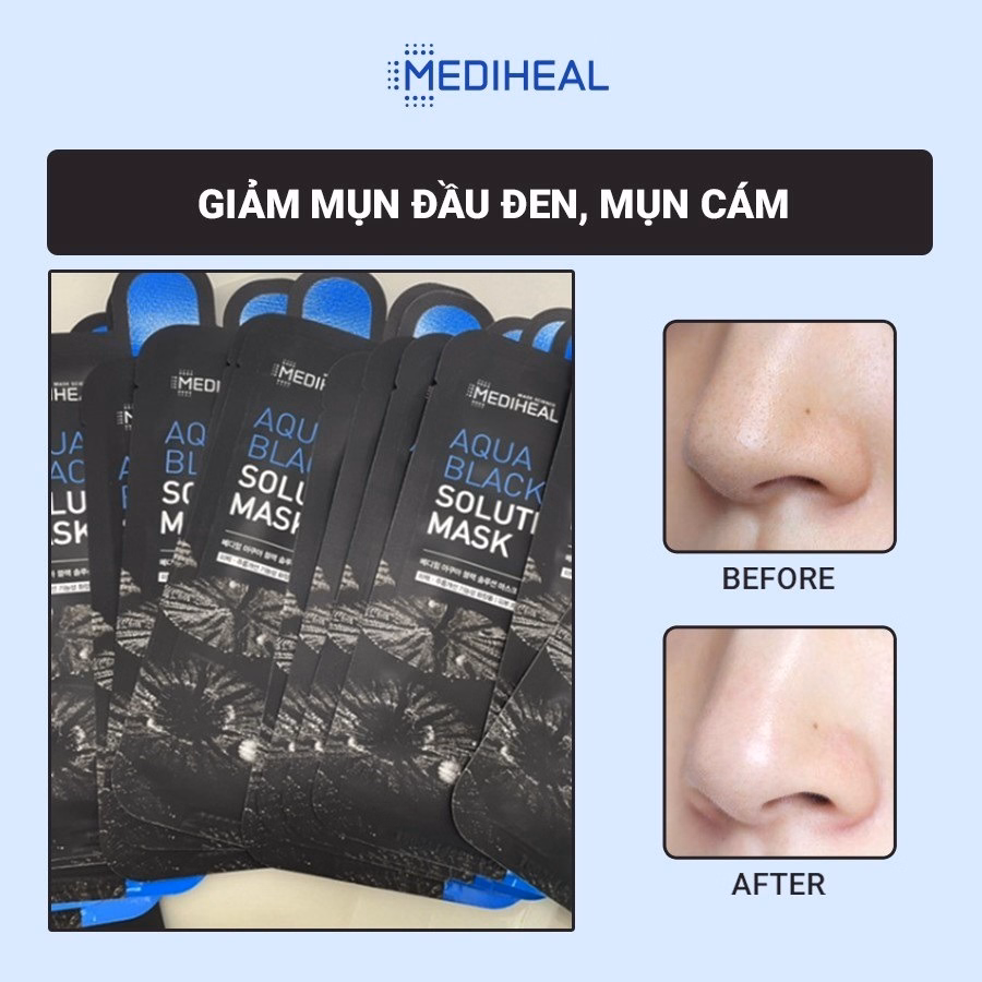 Mặt Nạ Than Hoạt Tính Se Khít Lỗ Chân Lông Aqua Black Solution Mask 23Ml - Mediheal - Ảnh 4