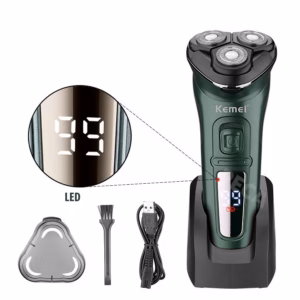 Máy Cạo Râu Cao Cấp Chống Thấm Nước Ipx7 Màn Hình Led Hiển Thị Sạc Nhanh Usb - Kemei