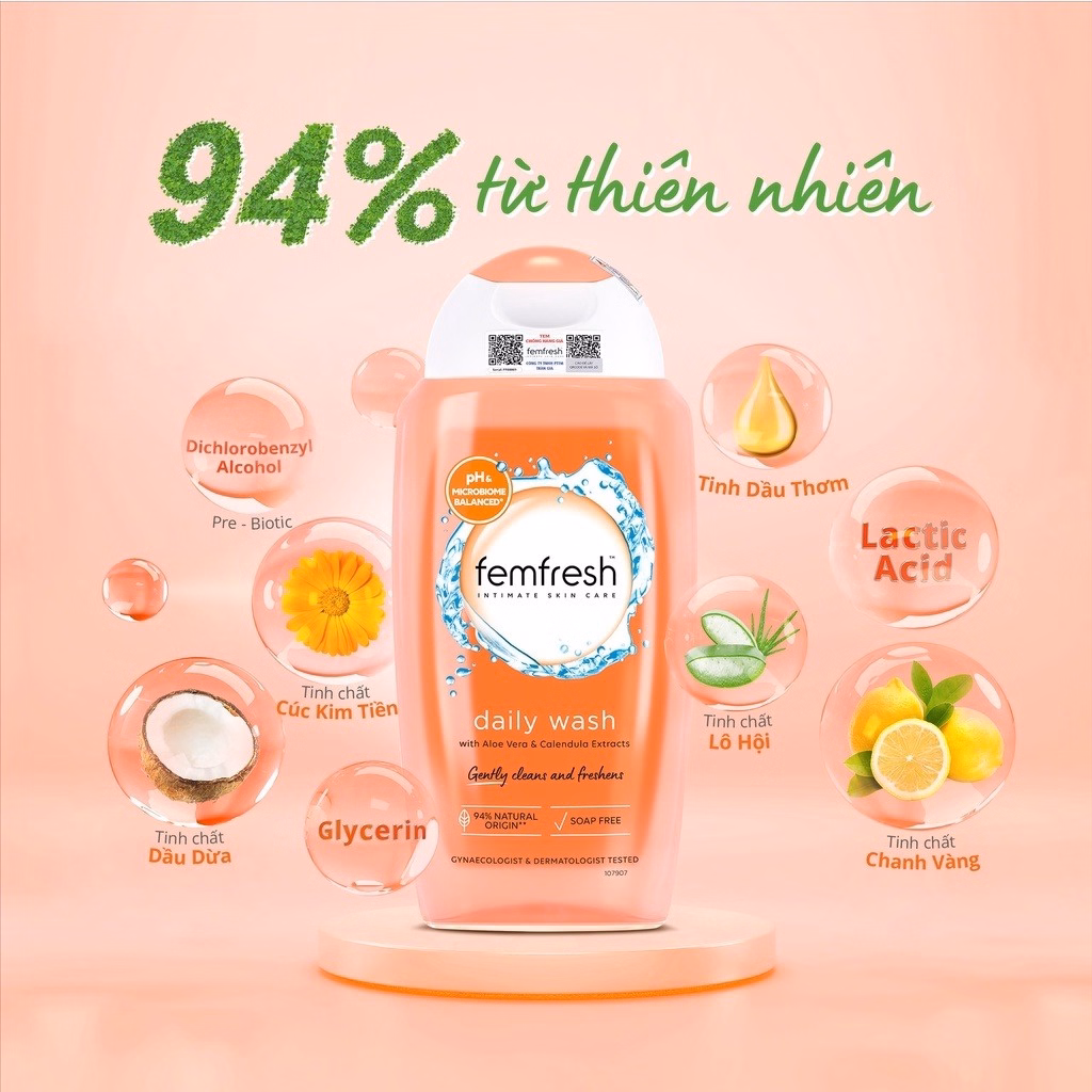 Dung Dịch Vệ Sinh Phụ Nữ Cao Cấp Hằng Ngày Intimate Skin Care Daily Wash 250Ml - Femfresh - Ảnh 2