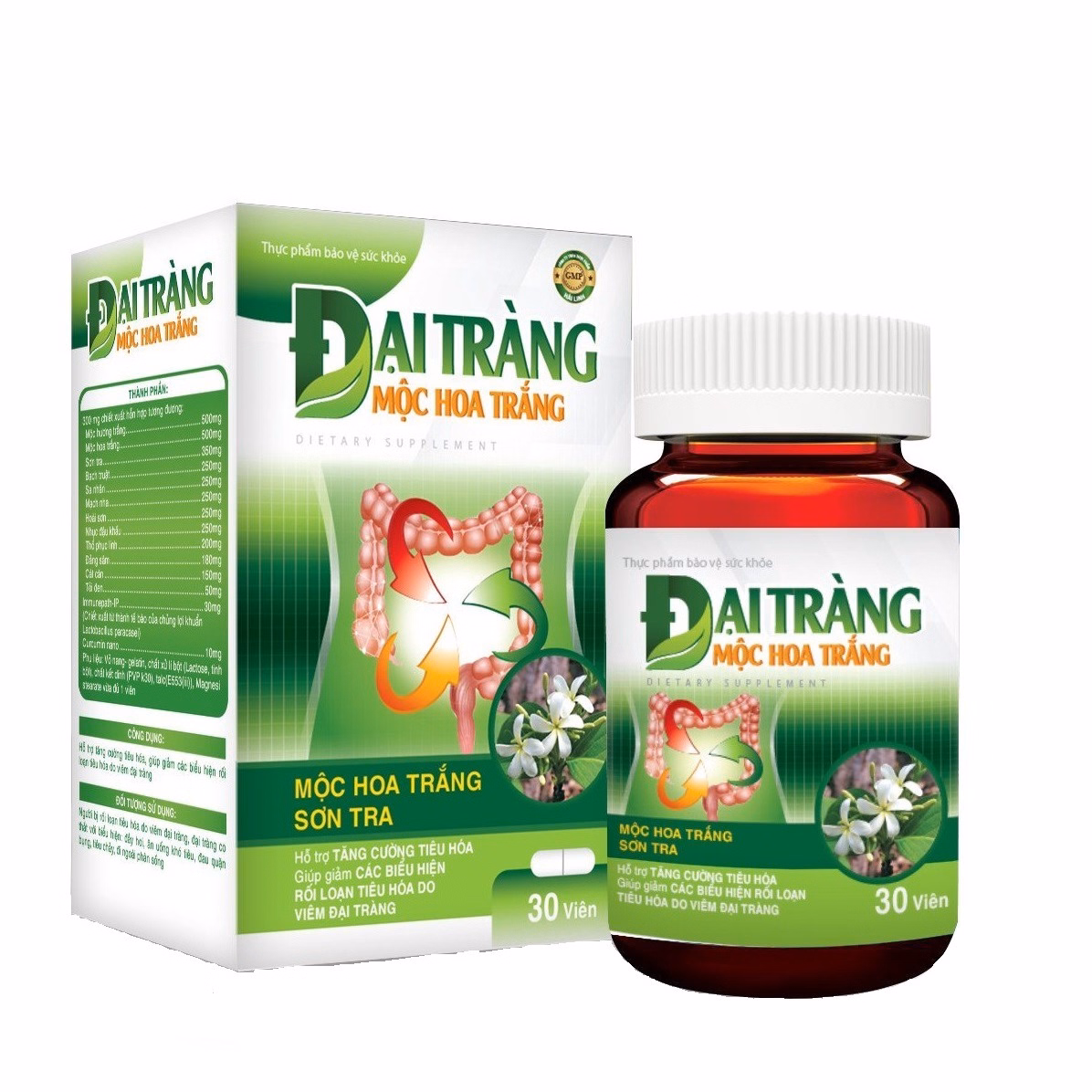 Viên Uống Đại Tràng Hoa Mộc Trắng Giảm Đau Bụng Giúp Tiêu Hoá Khoẻ Ngăn Ngừa Đại Tràng Lọ 30 Vên - Hải Linh - Ảnh 3