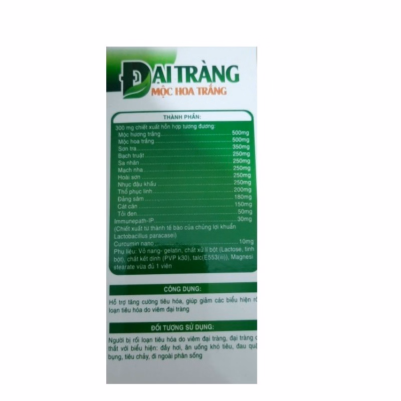 Viên Uống Đại Tràng Hoa Mộc Trắng Giảm Đau Bụng Giúp Tiêu Hoá Khoẻ Ngăn Ngừa Đại Tràng Lọ 30 Vên - Hải Linh - Ảnh 2