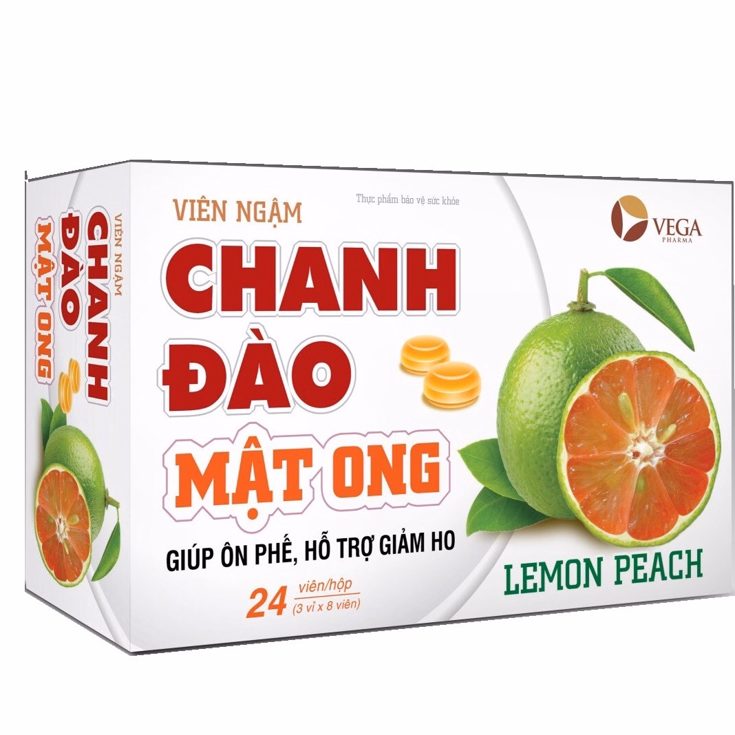 Viên Ngậm Chanh Đào Mật Ong Vega Pharma Giúp Giảm Ho, Long Đờm Hộp 24 Viên - Ảnh 2