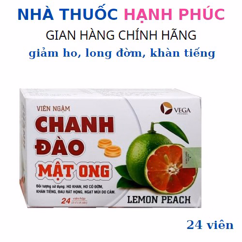 Viên Ngậm Chanh Đào Mật Ong Vega Pharma Giúp Giảm Ho, Long Đờm Hộp 24 Viên