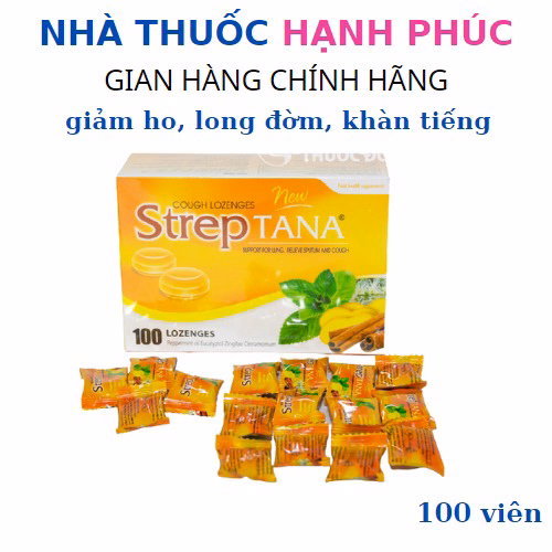 Viên Ngậm Ho Thảo Dược Streptana Giảm Ngứa Viêm Họng Vị Cam Hộp 100 Viên - Tanaphar