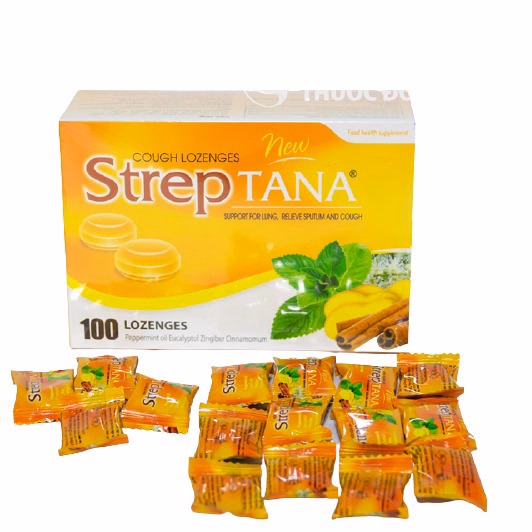 Viên Ngậm Ho Thảo Dược Streptana Giảm Ngứa Viêm Họng Vị Cam Hộp 100 Viên - Tanaphar - Ảnh 3