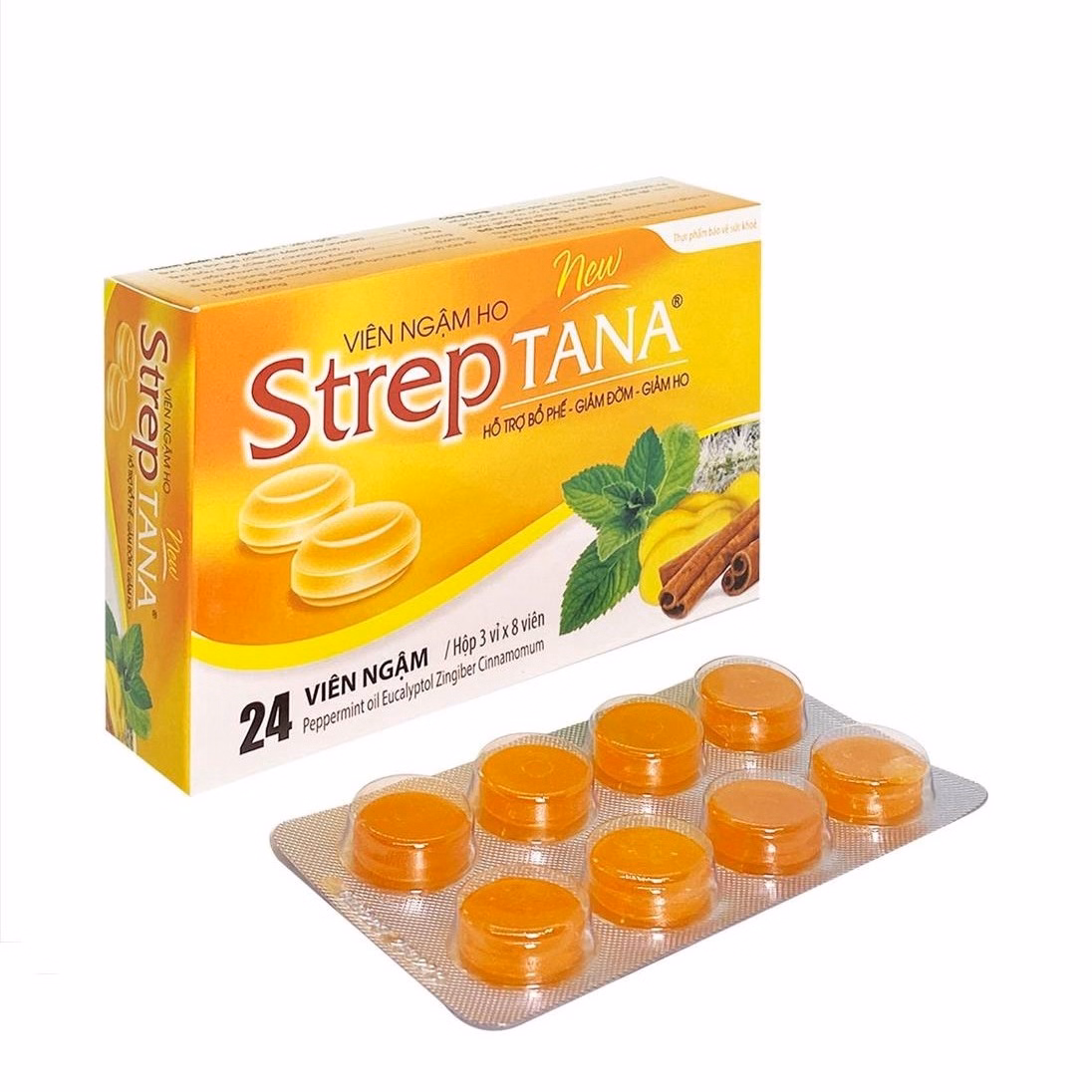 Viên Ngâm Ho Thảo Dược Streptana Giảm Ngứa Viêm Họng Hộp 24 Viên - Tanarpha - Ảnh 4