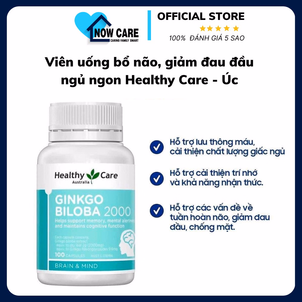 Viên Uống Hỗ Trợ Giảm Đau Đầu, Ngủ Ngon Giấc Úc 100 Viên - Healthy Care