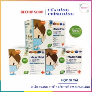 Hộp 50 Cái Khẩu Trang Y Tế Trẻ Em 3 Lớp Cao Cấp Kháng Khuẩn Duy Khánh Ctb138 - Bechip