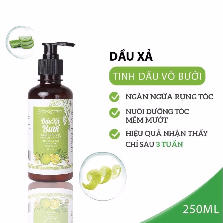 Bộ 3 Sản Phẩm Kích Thích Mọc Tóc & Ngăn Ngừa Rụng Tóc: Dầu Gội, Dầu Xả, Serum Bưởi - Milaganics (600Ml/ Bộ) - Ảnh 2