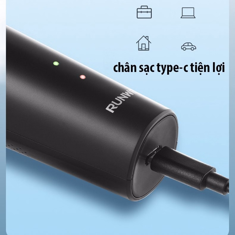 Máy Cạo Râu Runwe Rs196 3 Lưỡi Sắc Bén Tự Sắc Có Sạc Type Và Chống Nước Khi Vệ Sinh Gd025 - Lady'S Passion - Ảnh 3