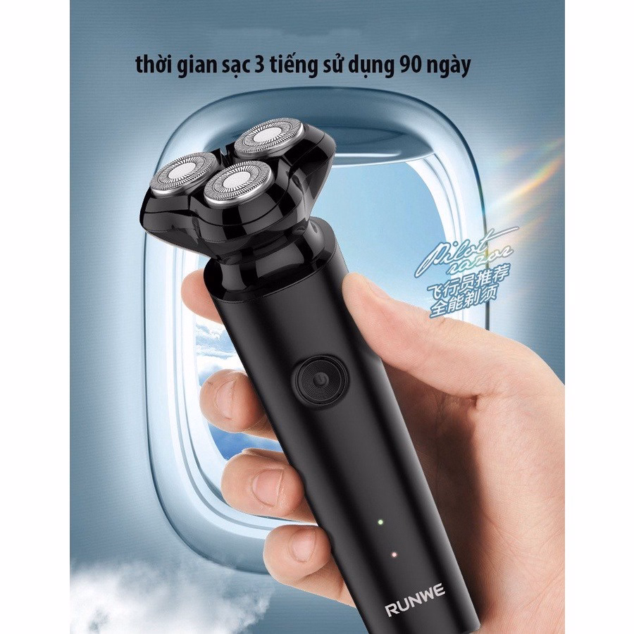 Máy Cạo Râu Runwe Rs196 3 Lưỡi Sắc Bén Tự Sắc Có Sạc Type Và Chống Nước Khi Vệ Sinh Gd025 - Lady'S Passion - Ảnh 9